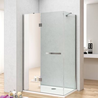 Douchecabine Lacus Capraia Mirror 90 cm Klapdeur 8mm Helder/Spiegel Nanoglas