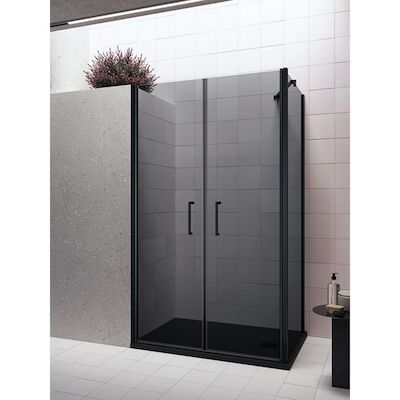 Douchecabine Lacus Giglio Evo Saloon 2 Klapdeuren Rookglas Zwart (alle maten)