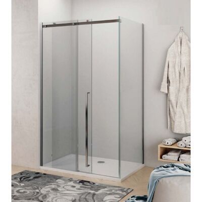 Douchecabine Lacus La Maddalena 160 cm Schuifdeur met Zijwand RVS Profiel