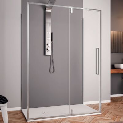Douchecabine Lacus Murano 90 cm Helder Glas Met Klapdeur Aluminium Profiel Chroom (2 Zijwanden)
