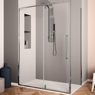 Douchecabine Lacus Murano Klapdeur 90×200 cm 6 mm Met Zijwand Helder Glas Chroom