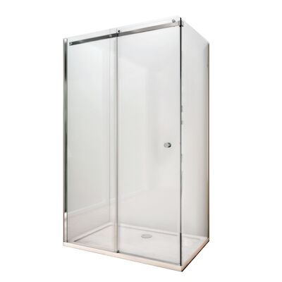 Douchecabine Lacus Pantella Round met Schuifdeur en Vaste Zijwand Helder Glas Anti-Kalk Chroom (alle maten)