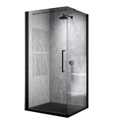 Douchecabine Novellini Young G+F met Draaideur Helder Glas 60×200 cm Mat Zwart Profiel