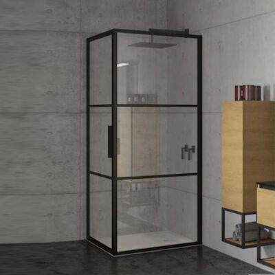 Douchecabine Riho Grid met Klapdeur 80×80 cm 6mm Helderglas Zwarte Profielen