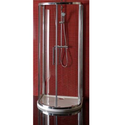 Douchecabine Sapho Lucis Line Halfrond Schuifdeuren 100×100 cm 6 mm Antidrop Helder Glas