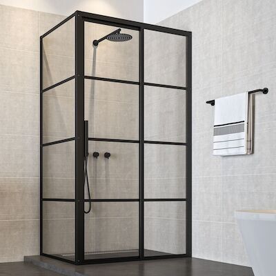 Douchecabine Sealskin Soho 140×90 cm Met Schuifdeur Rechts Hoekcabine 8 mm Helderglas Mat Zwart
