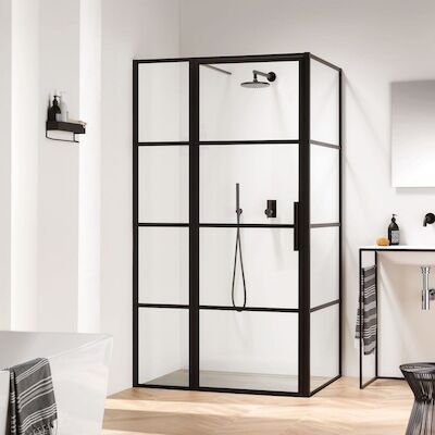 Douchecabine Sealskin Soho Matzwart 100x100cm 210 cm Hoog Helderglas 8mm