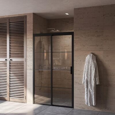 Douchedeur BWS Black Edition Frame Softclose Links 120×200 cm Helder Glas Zwart