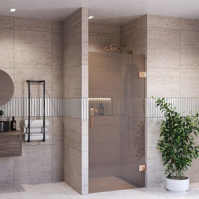 Douchedeur BWS Portos Profielloos Geborsteld Brons 80×200 cm Brons Glas 8 mm Nano Coating