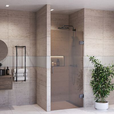 Douchedeur BWS Portos Profielloos Gunmetal 80×200 cm Brons Glas 8 mm Nano Coating