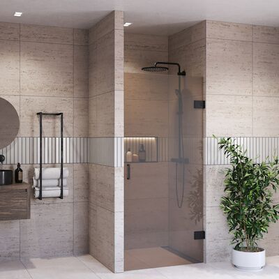 Douchedeur BWS Portos Profielloos Mat Zwart 200 cm Brons Glas 8 mm Nano Coating (Alle Maten)