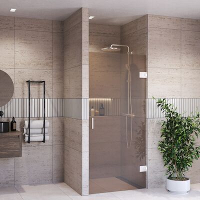 Douchedeur BWS Portos Profielloos RVS Look 100×200 cm Brons Glas 8 mm Nano Coating