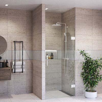 Douchedeur BWS Portos Profielloos RVS Look 70×200 cm Helder Glas 8 mm Nano Coating
