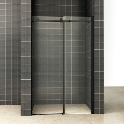 Douchedeur BWS Vidrios 2-Delig Nisdeur Schuifbaar 110×200 cm 8 mm NANO Mat Zwart
