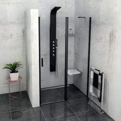 Douchedeur Sapho Zoom Line Black Draaideur 110×200 cm 6 mm Gecoat Glas Mat Zwart