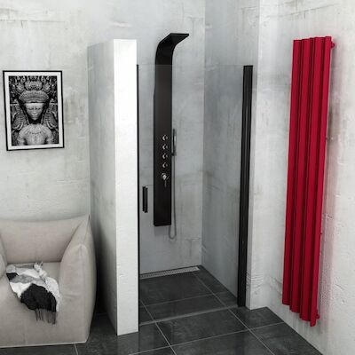 Douchedeur Sapho Zoom Line Black Draaideur 90×200 cm 6 mm Gecoat Glas Mat Zwart