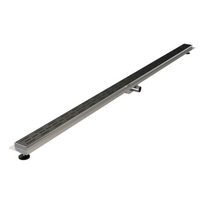 Douchegoot Brauer StanDrain 200×7 cm Zwart Vloerflens Inclusief Kunststof Sifon Verstelbare Poten