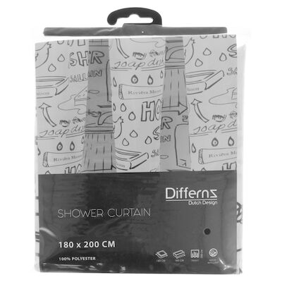 Douchegordijn Differnz Bath Polyester 180×200 cm Zwart