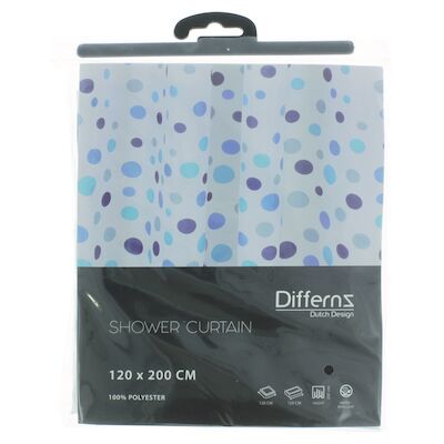 Douchegordijn Differnz Circles Polyester 120×200 cm Blauw