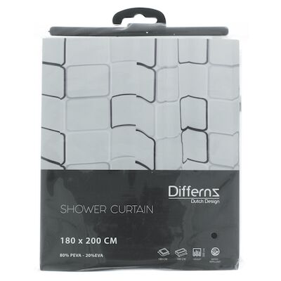 Douchegordijn Differnz Cubi Polyester 180×200 cm Zwart
