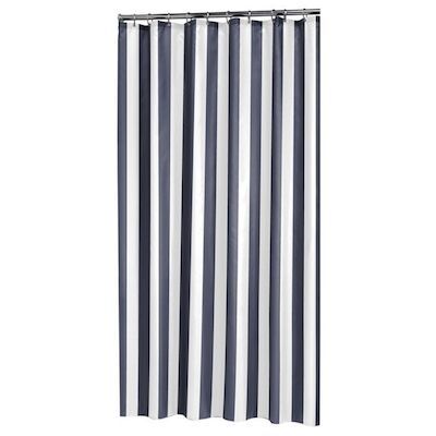 Douchegordijn Linje 100% Polyester 180×200 Blauw