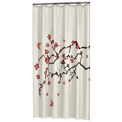 Douchegordijn Sealskin Blossom 100% polyester 180×200 Rood