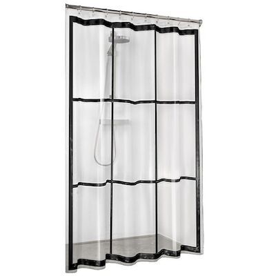 Douchegordijn Sealskin Brix PEVA 180×200 cm Transparant / Zwart