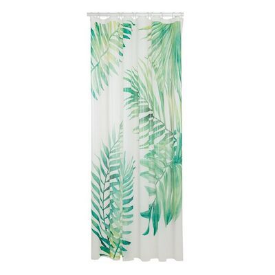 Douchegordijn Sealskin Leaves 180×200 cm PEVA Groen / Wit