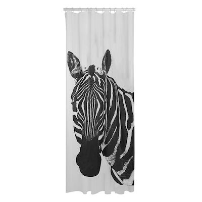 Douchegordijn Sealskin Zebra 180×200 cm PEVA Zwart / Wit