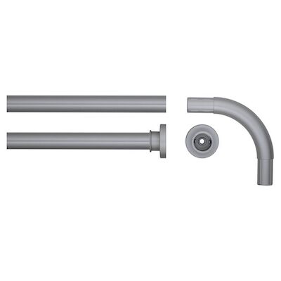 Douchegordijnstangset Seallux diameter 28 mm 90×90 cm mat aluminium