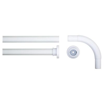 Douchegordijnstangset Seallux diameter 28 mm 90×90 cm wit