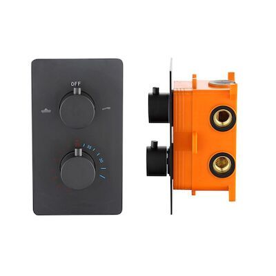 Douchekraan Best Design Verona Thermostatisch + Inbouwdeel 2-Weg 1/2″ Mat Zwart