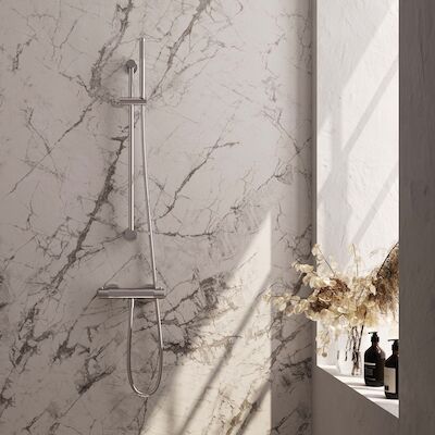 Douchekraanset Brauer Chrome Carving Opbouw Met Glijstang En Ronde Handdouche Chroom