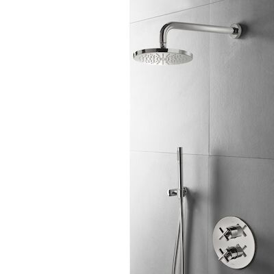 Douchekraanset Hotbath IBS 3 Chap Inbouw Thermostaat Rond Geborsteld Nikkel
