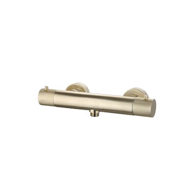 Douchemengkraan Opbouw Sanilux Ribb Thermostatisch Rond Met Geribbelde Knop Geborsteld Goud