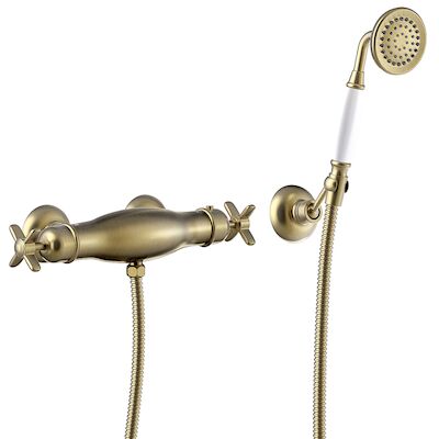 Douchemengkraan Tres Clasic Incl handdouche Verouderd Messing Mat