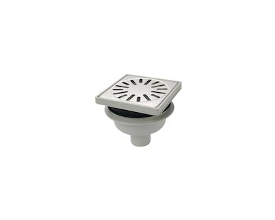 Doucheput Aquaberg ABS Vloerput met ABS Opzetstuk RVS Rooster Onderuitlaat 50mm Verstelbaar 15×15 cm