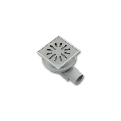 Doucheput Aquaberg ABS Vloerput met RVS Rooster Onderuitlaat 50mm en Zijuitlaat 40mm 10×10 cm
