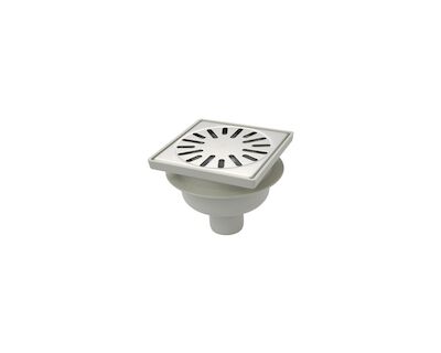 Doucheput Aquaberg ABS Vloerput RVS Rooster Onderuitlaat 50mm 150x150mm PPC Reukafsluiter