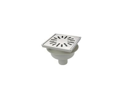 Doucheput Aquaberg ABS Vloerput RVS Rooster RVS Sierrand Onderaansluiting 50mm 15×15 cm