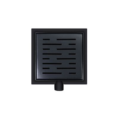Doucheput Wiesbaden met Flens en Zijuitlaat 20×20 cm Mat Zwart