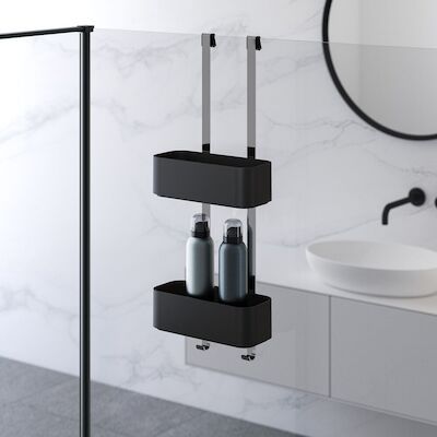 Doucherek Hangend Dubbel Geesa Frame 25 cm Zwart Chroom