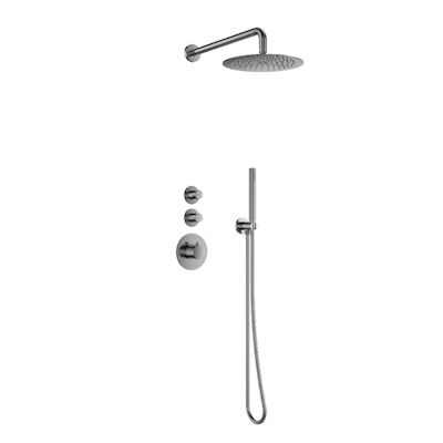 Doucheset Inbouw Deluxe Sanilux Giles Met Box Thermostaat Douchekop 25 cm Rond Gunmetal