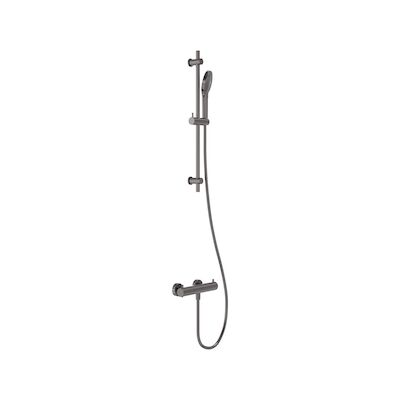 Doucheset MAY Opbouw met Thermostaat, Incl. Glijstang, Doucheslang 150 cm & 3-Standen Handdouche Geborsteld Carbon Black PVD