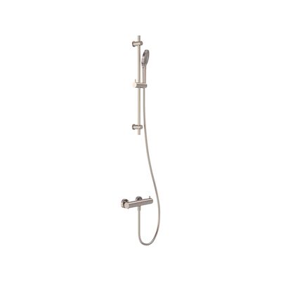 Doucheset MAY Opbouw met Thermostaat, Incl. Glijstang, Doucheslang 150 cm & 3-Standen Handdouche Geborsteld Nickel PVD