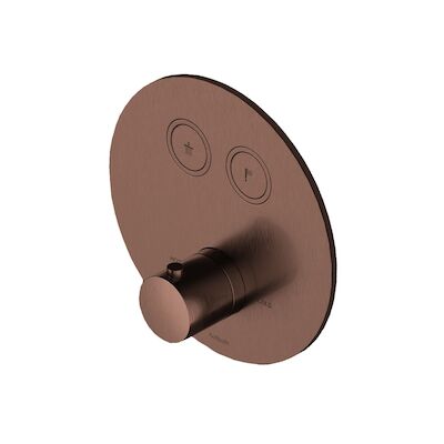 Douchethermostaat Hotbath Cobber Inbouw 2 Pushbuttons Rond Geborsteld Koper PVD (excl. inbouwdeel)