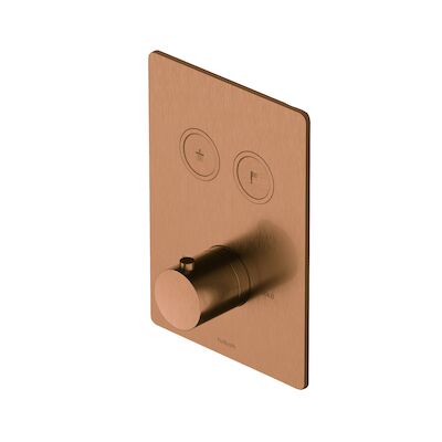 Douchethermostaat Hotbath Cobber Inbouw 2 Pushbuttons Vierkant Geborsteld Koper (excl. inbouwdeel) Living Colours