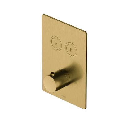 Douchethermostaat Hotbath Cobber Inbouw 2 Pushbuttons Vierkant Geborsteld Messing (excl. inbouwdeel) Living Colours