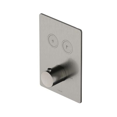 Douchethermostaat Hotbath Cobber Inbouw 2 Pushbuttons Vierkant Geborsteld Nikkel (excl. inbouwdeel)