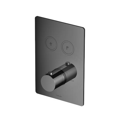 Douchethermostaat Hotbath Cobber Inbouw 2 Pushbuttons Vierkant Zwart Chroom (excl. inbouwdeel)